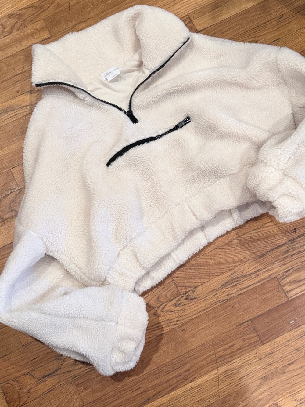 Lovers + Friends Plush Sherpa Jacket - Ivory with Black Trim